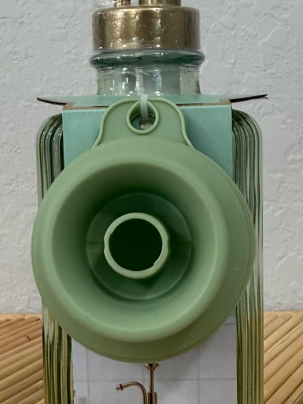 CWC Cook with Color Light Green Ribbed Glass Syrup Dispenser Collapsible Funnel - Picture 3 of 7